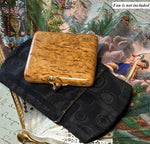 Stunning Bespoke Russian Wood Match Vesta French 18k Gold, Sapphires, and Rich Black Moire Silk Cigar Case