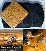 Stunning Bespoke Russian Wood Match Vesta French 18k Gold, Sapphires, and Rich Black Moire Silk Cigar Case