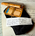 Stunning Bespoke Russian Wood Match Vesta French 18k Gold, Sapphires, and Rich Black Moire Silk Cigar Case