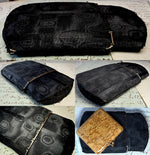Stunning Bespoke Russian Wood Match Vesta French 18k Gold, Sapphires, and Rich Black Moire Silk Cigar Case
