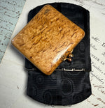 Stunning Bespoke Russian Wood Match Vesta French 18k Gold, Sapphires, and Rich Black Moire Silk Cigar Case