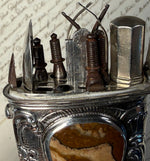 RARE 18th Century Antique French Vest Nécessaire, Etui Fine Sardonyx Agate, Silver, Complete with Original Tools
