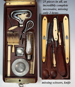 RARE Antique Napoleon Era Palais Royal Military Trousse d'Voyage, Vanity Set, Writer's Set, Razors, 25pc