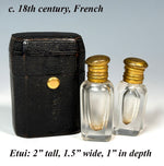Georgian Era Leather Scent Caddy, Nécessaire, Etui with 2 Perfume Bottles, Flasks, 18k Gold Trim