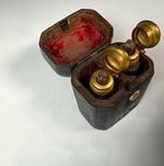 Georgian Era Leather Scent Caddy, Nécessaire, Etui with 2 Perfume Bottles, Flasks, 18k Gold Trim