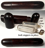Antique French Double Sided Rosewood Travel Case, Nécessaire or Caddy for 2 Perfume Bottles