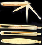 Antique Carved Ivory Folding Hygiene Tool, Late 1700s French Toothpick, Cutical Tool, Ear Wax Spoon