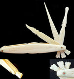 Antique Carved Ivory Folding Hygiene Tool, Late 1700s French Toothpick, Cutical Tool, Ear Wax Spoon