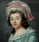 Antique 18th -Early 19th Century French Portrait Miniature Painting aprés Vigee LeBrum,  in Bronze Frame
