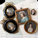 Antique 18th -Early 19th Century French Portrait Miniature Painting aprés Vigee LeBrum,  in Bronze Frame