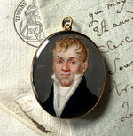 Superb Antique French Portrait Miniature and Hair Art Monogram in 18k Gold Double Locket