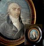 Rare Fine c.1795-99 Portrait Miniature, Incoyables Young Man, Luxuriants post French Revolution,