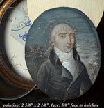 Rare Fine c.1795-99 Portrait Miniature, Incoyables Young Man, Luxuriants post French Revolution,