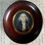 Antique French Portrait Miniature of a Balding Gentleman with Dog Ears, Yellow Vest, c.1851