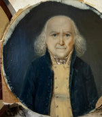 Antique French Portrait Miniature of a Balding Gentleman with Dog Ears, Yellow Vest, c.1851