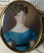 Spectacular Antique c. 1820s-30s French Portrait Miniature Bracelet Clasp, 5-Strand Pearl Bracelet
