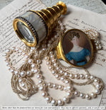 Spectacular Antique c. 1820s-30s French Portrait Miniature Bracelet Clasp, 5-Strand Pearl Bracelet