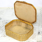 Antique French Napoleon III Era 4.75" Jewelry Casket, Gilt Box with Lovely Portrait Miniature