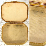 Antique French Napoleon III Era 4.75" Jewelry Casket, Gilt Box with Lovely Portrait Miniature