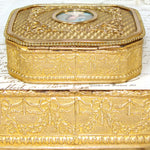 Antique French Napoleon III Era 4.75" Jewelry Casket, Gilt Box with Lovely Portrait Miniature