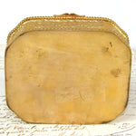 Antique French Napoleon III Era 4.75" Jewelry Casket, Gilt Box with Lovely Portrait Miniature