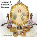 Antique French Napoleon III Era 4.75" Jewelry Casket, Gilt Box with Lovely Portrait Miniature