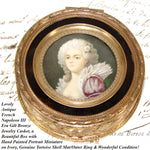 Antique French Napoleon III Era Jewel Casket or Trinket Box, Rococo Style Portrait Miniature