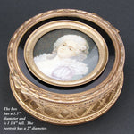 Antique French Napoleon III Era Jewel Casket or Trinket Box, Rococo Style Portrait Miniature