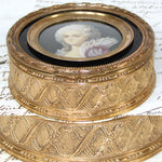Antique French Napoleon III Era Jewel Casket or Trinket Box, Rococo Style Portrait Miniature