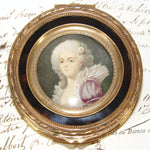 Antique French Napoleon III Era Jewel Casket or Trinket Box, Rococo Style Portrait Miniature