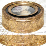 Antique French Napoleon III Era Jewel Casket or Trinket Box, Rococo Style Portrait Miniature
