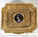 Antique French Empire Revival Jewel Casket or Trinket Box, Limoges Enamel Profile Portrait Miniature
