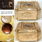 Antique French Empire Revival Jewel Casket or Trinket Box, Limoges Enamel Profile Portrait Miniature
