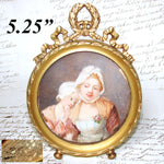 Antique French Miniature Painting in Gilt Bronze Frame, apres Jean-Baptiste Greuze "The Village Bride"