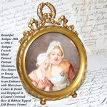 Antique French Miniature Painting in Gilt Bronze Frame, apres Jean-Baptiste Greuze "The Village Bride"
