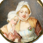 Antique French Miniature Painting in Gilt Bronze Frame, apres Jean-Baptiste Greuze "The Village Bride"