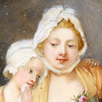 Antique French Miniature Painting in Gilt Bronze Frame, apres Jean-Baptiste Greuze "The Village Bride"