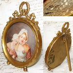 Antique French Miniature Painting in Gilt Bronze Frame, apres Jean-Baptiste Greuze "The Village Bride"