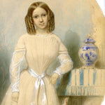 Antique 1848 Artist Signed Painting of a Girl with ID, Ornate Lemon Gilt Gesso on Wood Frame
