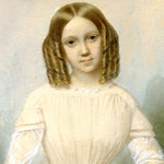 Antique 1848 Artist Signed Painting of a Girl with ID, Ornate Lemon Gilt Gesso on Wood Frame