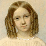 Antique 1848 Artist Signed Painting of a Girl with ID, Ornate Lemon Gilt Gesso on Wood Frame