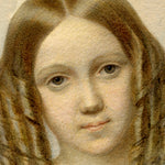 Antique 1848 Artist Signed Painting of a Girl with ID, Ornate Lemon Gilt Gesso on Wood Frame