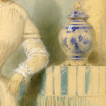 Antique 1848 Artist Signed Painting of a Girl with ID, Ornate Lemon Gilt Gesso on Wood Frame