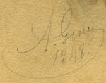 Antique 1848 Artist Signed Painting of a Girl with ID, Ornate Lemon Gilt Gesso on Wood Frame