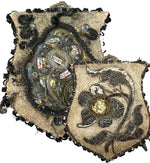 Rare French Convent Reliquary with Agnus Dei & Saints' Relics in Embroidered Metallic Thread Case, c. 1780–1825