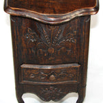 Charming Carved Wood French Country French 16.5" Tall Salt Box, Cabinet after 18th Century Style