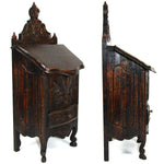 Charming Carved Wood French Country French 16.5" Tall Salt Box, Cabinet after 18th Century Style