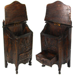 Charming Carved Wood French Country French 16.5" Tall Salt Box, Cabinet after 18th Century Style