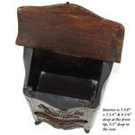 Charming Carved Wood French Country French 16.5" Tall Salt Box, Cabinet after 18th Century Style