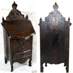 Charming Carved Wood French Country French 16.5" Tall Salt Box, Cabinet after 18th Century Style